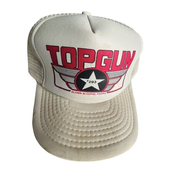 Top Gun Vintage #293 Blown Alcohol Hydro Trucker Hat Cap Gray RARE